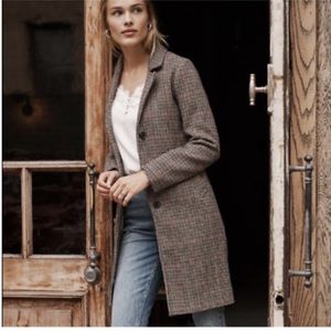 Abercrombie & Fitch Houndstooth Dad Trench Wool Blend Coat Size XS